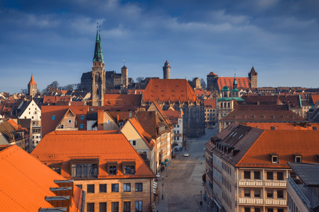 beautiful orange roofs of Nuremberg Germany