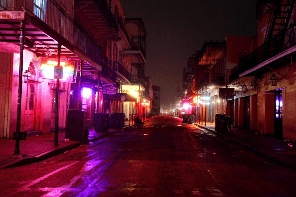 Bourbon Street, New Orleans after dark