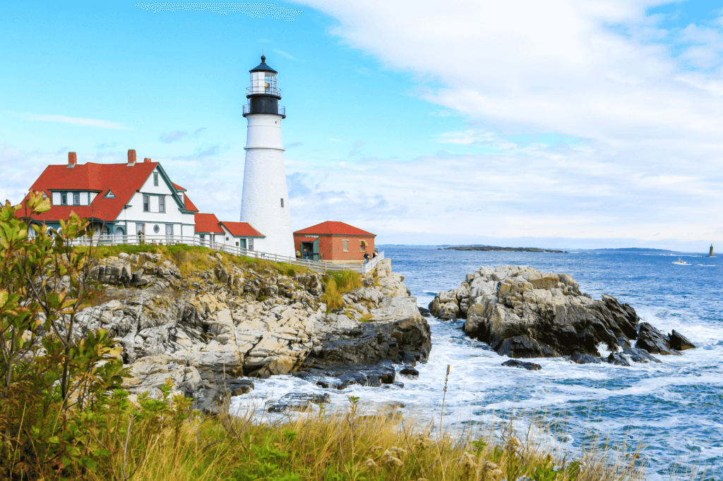 lighthouse in Portland, Maine as seen on a New England road trip