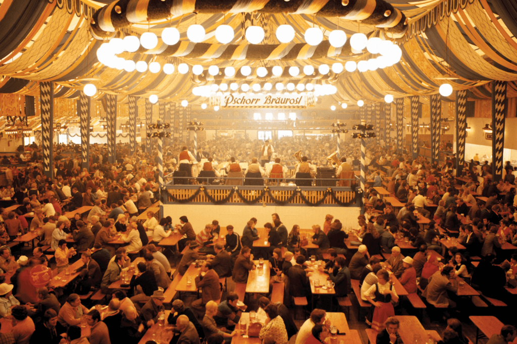 beer tent in Oktoberfest in Munich Germany