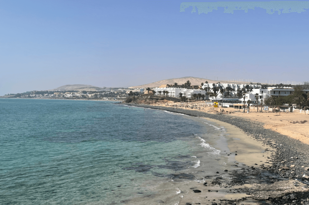 Beautiful beaches of Playa de Sotavento on Fuerteventura, Canary Islands