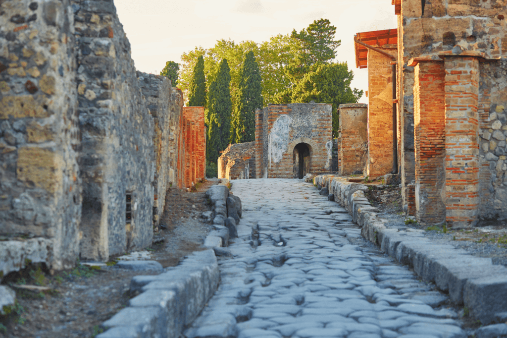 a view of the streets of Pompeii Italy