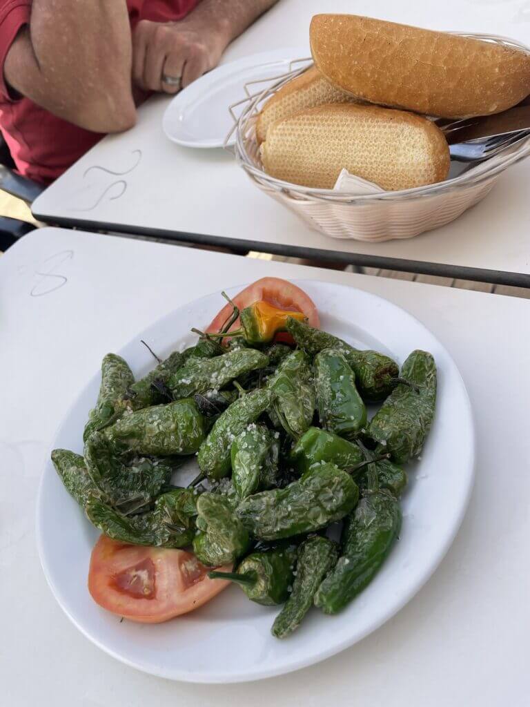 Peppers and bread on Costa Calma, Fuerteventura, Canary Islands