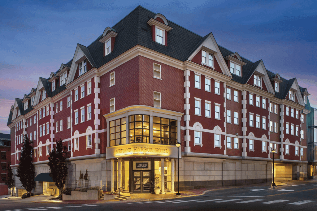 the outside of the Portland Harbor Hotel