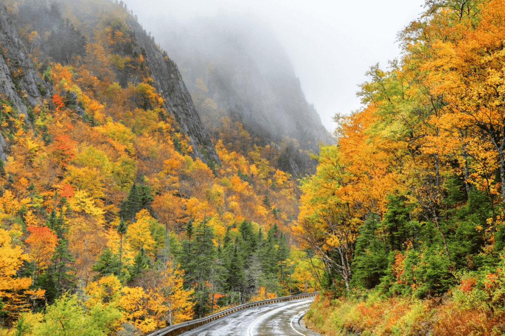 White Mountains, New Hampshire as seen on a New England fall road trip