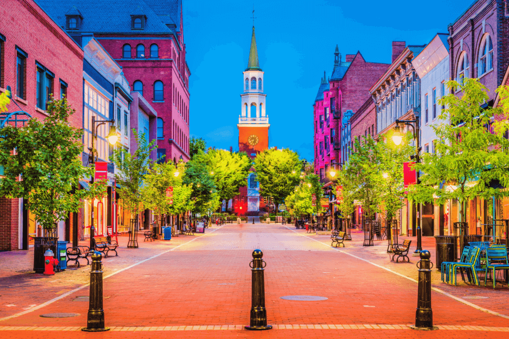 Church Street Burlington, Vermont as seen on a New England road trip