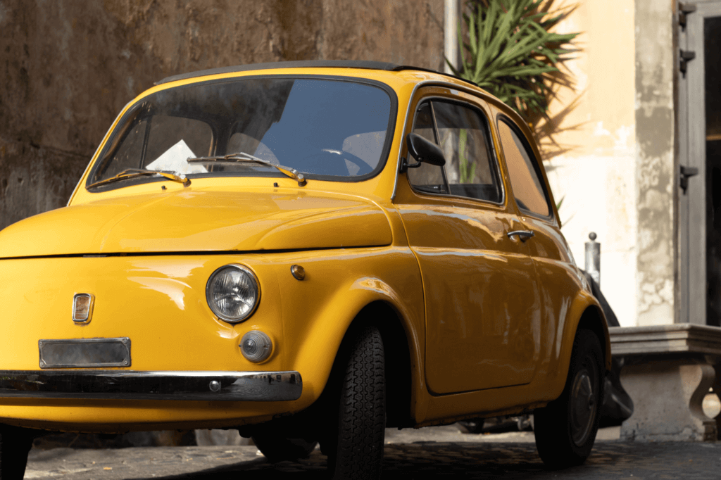 a yellow Fiat