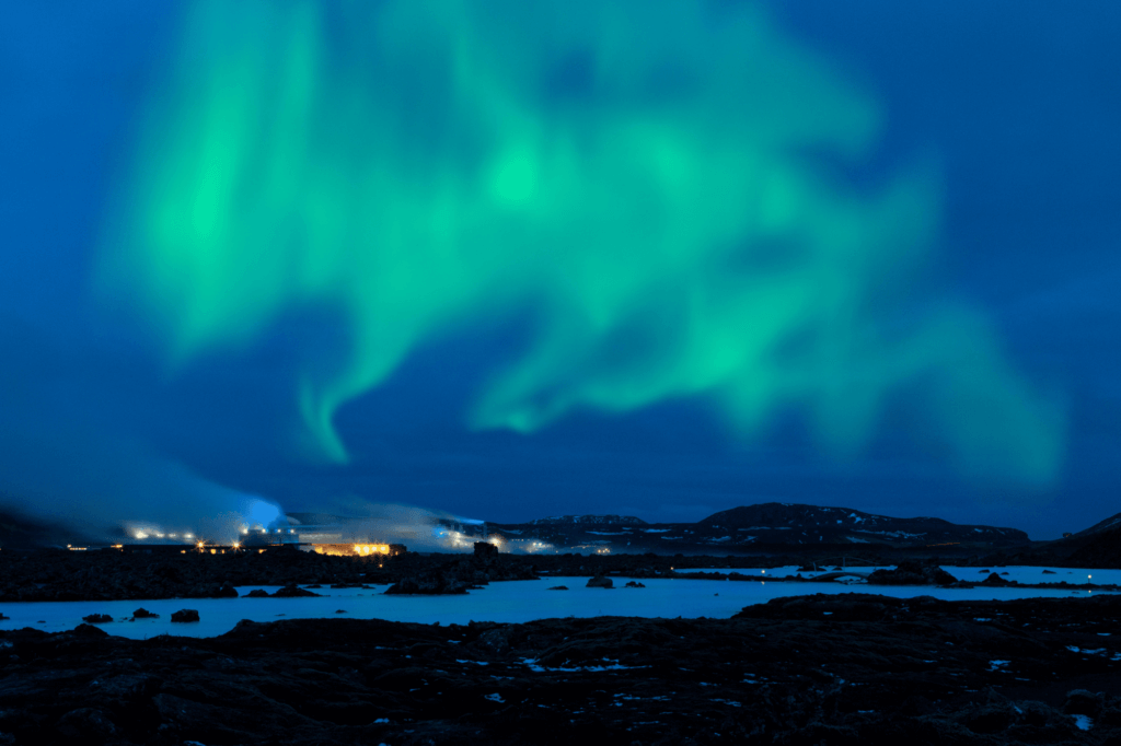 Northern Lights over the Blue Lagoon