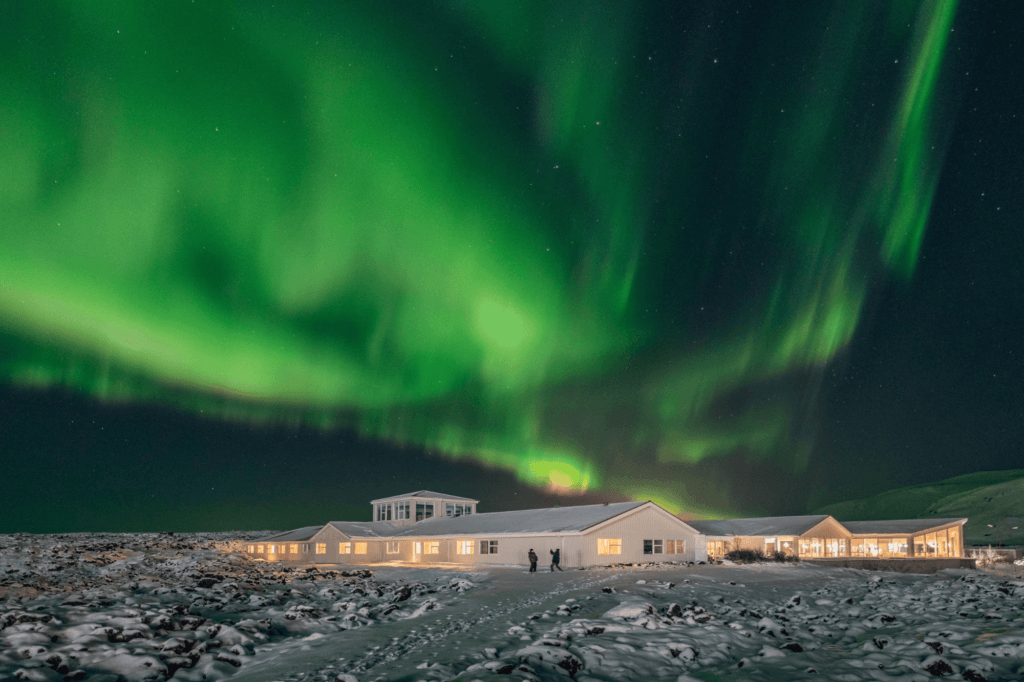 Northern Lights over the Northern Light Inn in Iceland