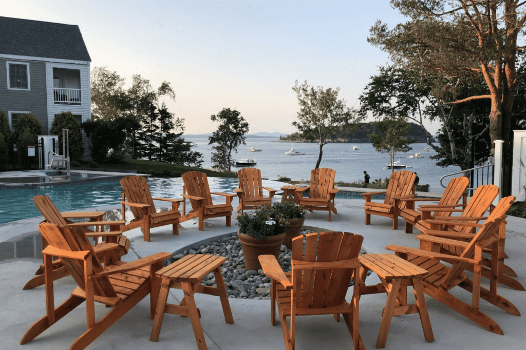 hotel fire pit at the Bar Harbor Inn and Spa in Maine