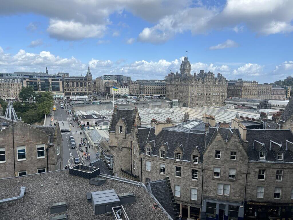 balcony view overlooking Edinburgh