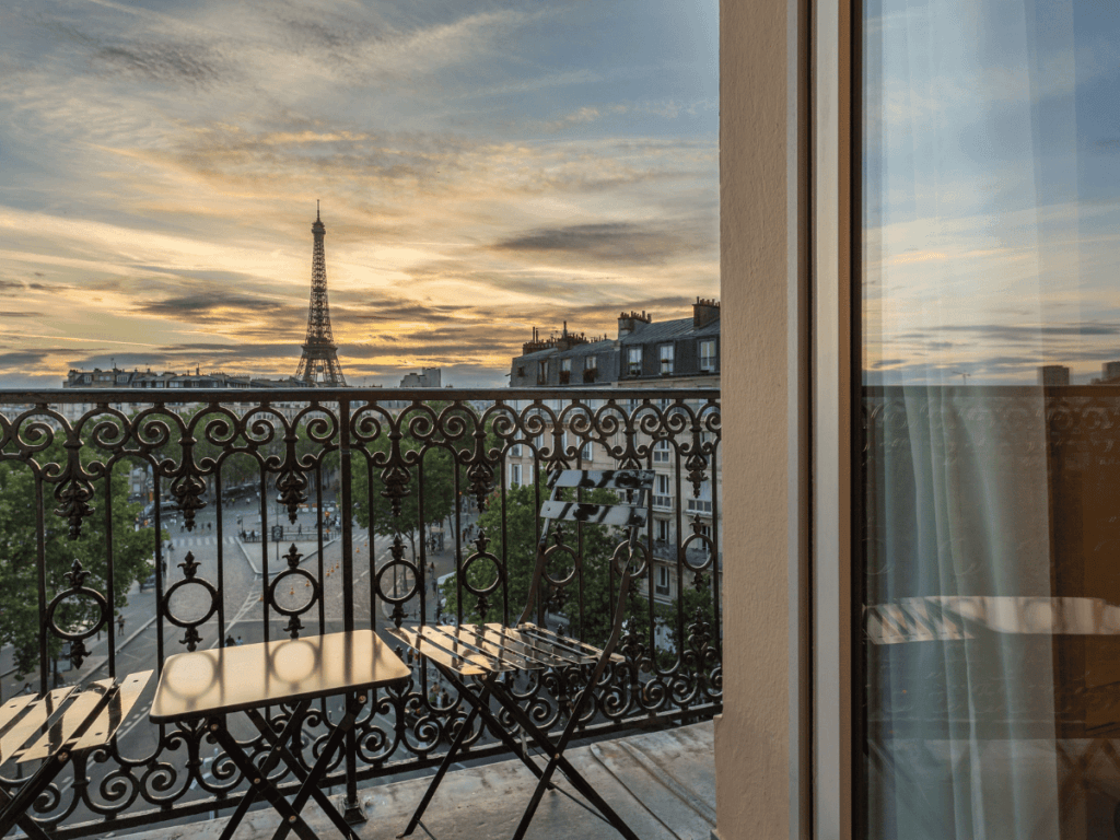 Hotel La Comtesse in Paris France with Eiffel Tower View