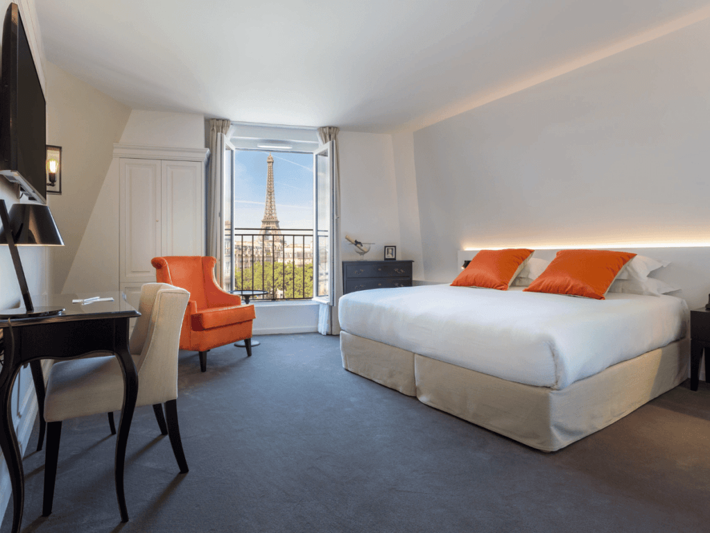 Hotel La Comtesse in Paris France with Eiffel Tower View