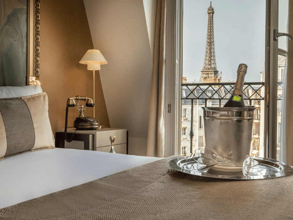 Le Walt Hotel with Eiffel Tower view in Paris France