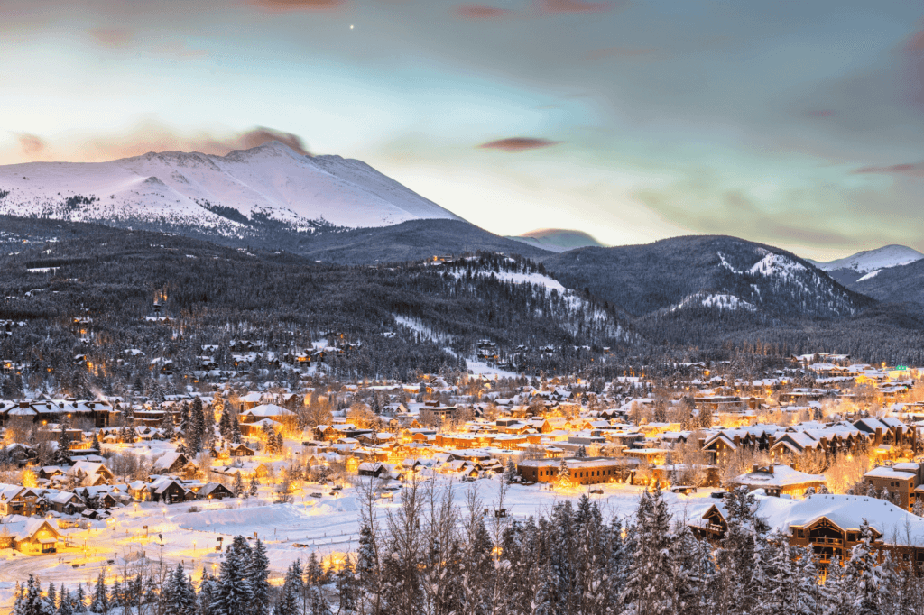 city skyline of Breckenridge Colorado USA in the winter