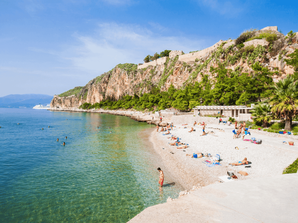 Nafplio Beach in Nafplio Greece